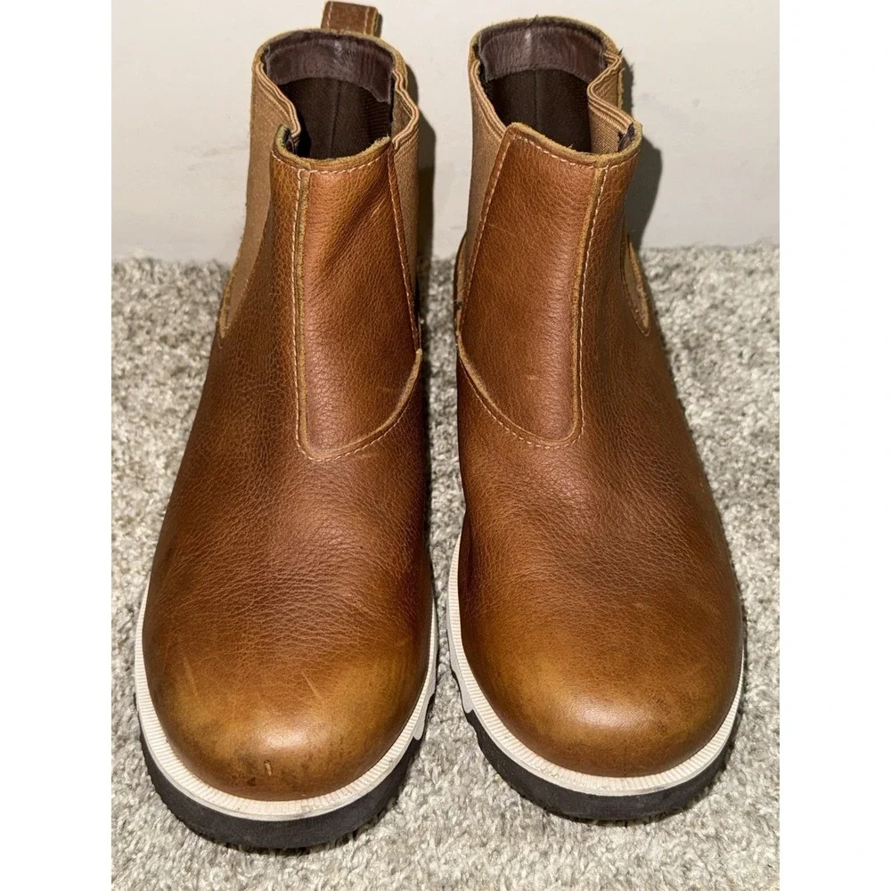 Sorel Kezar Men's 8 Brown Leather Waterproof Chelsea Ankle Boots Pull On Rugged